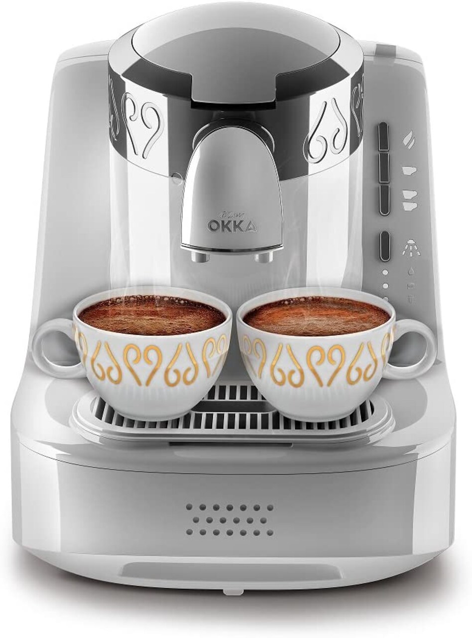 Arzum Okka Automatic Turkish Coffee Machine, Maker, USA 120V UL, White/Chrome